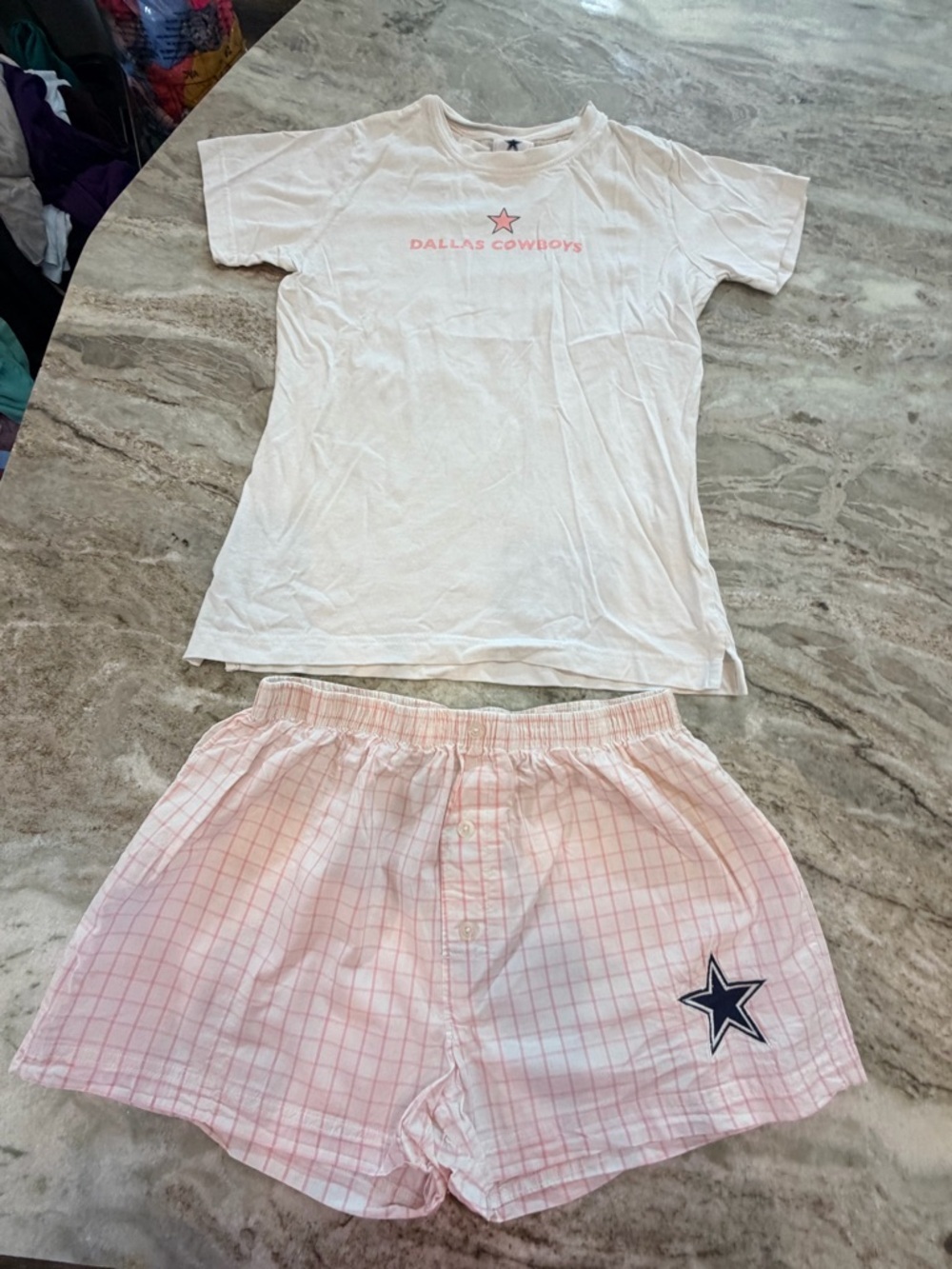 Dallas Cowboys Pajama Set Women Pink Lounge Sleepwear Shorts Tee NFL Medium